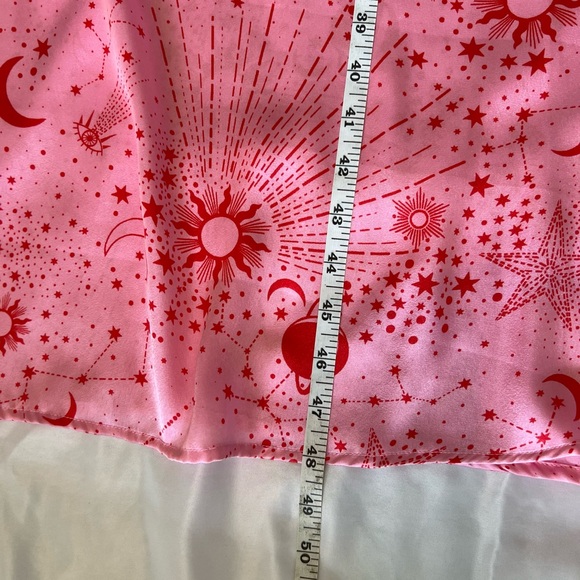 Neon Rose Ruched Bust Midi Tea Dress In Pink Red Celestial Satin Size XL… - Picture 14 of 14